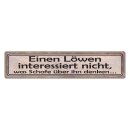 Blechschild "Löwen interessiert Schafe...