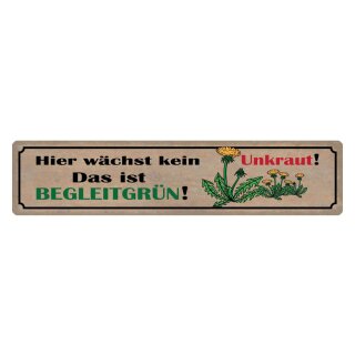 Blechschild "Kein Unkraut, Begleitgrün" 46 x 10 cm Dekoschild Unkraut