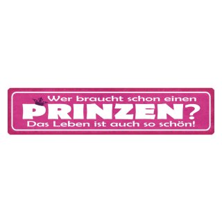 Blechschild "Wer braucht Prinzen, Leben ist schön" 46 x 10 cm Dekoschild Beziehungsspruch