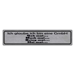 Blechschild "Ich glaube bin eine GmbH" 46 x 10 cm Dekoschild Aufzählung