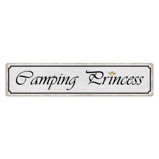 Blechschild "Camping Princess" 46 x 10 cm Dekoschild Natur