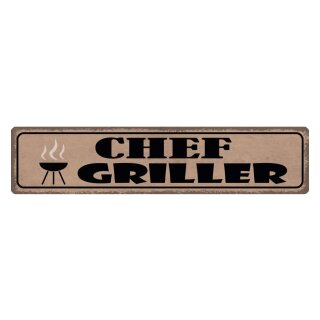 Blechschild "Chef Griller" 46 x 10 cm Dekoschild Grillen