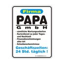 Blechschild mit Motiv/Spruch "Papa GmbH"