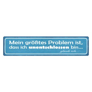 Blechschild "Problem unentschlossen bin, glaube ich" 46 x 10 cm Dekoschild Problemlösung