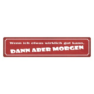 Blechschild "Was gut kann, aber Morgen" 46 x 10 cm Dekoschild positiv Denken