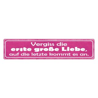 Blechschild "Vergiss erste große Liebe, die letzte" 46 x 10 cm Dekoschild Beziehung