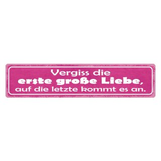 Blechschild "Vergiss erste große Liebe, die letzte" 46 x 10 cm Dekoschild Beziehung