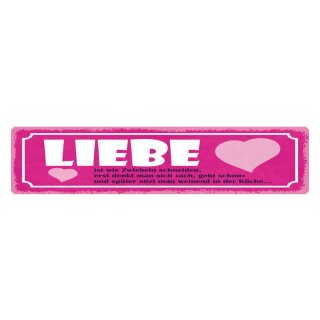 Blechschild "Liebe wie Zwiebeln schneiden, weinend Küche" 46 x 10 cm Dekoschild Spruch Liebe
