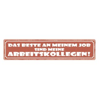 Blechschild "Beste an Job sind Arbeitskollegen" 46 x 10 cm Dekoschild Spruch Arbeit