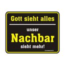 Blechschild mit Motiv/Spruch "Gott sieht alles"