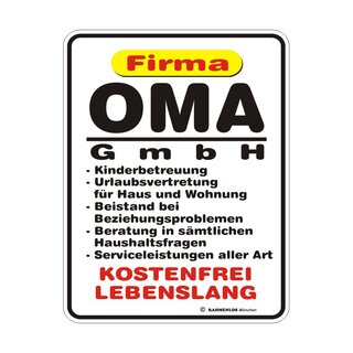 Blechschild mit Motiv/Spruch "Oma GmbH"