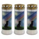 3er Pack Ebersbacher Grablichter mit Golddeckel, Motiv Hund, Weiß, (Ø x H) 65 x 170 mm