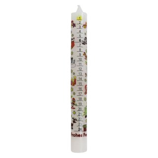 6er Pack Ebersbacher Adventskalenderkerzen, Motiv Frohes Fest, Weiß, (Ø x H) 25 x 300 mm