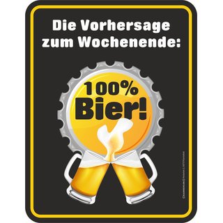 Magnet Türmagnet "Vorhersage 100% Bier" schwarz