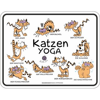 Blechschild mit Motiv/Spruch "Katzen Yoga"