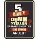 Blechschild mit Motiv/Spruch "5 Minuten dumm...