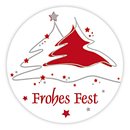 Weihnachtsaufkleber Frohes Fest - 2 Bäume rund Ø 30 mm,...