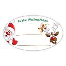 Weihnachtsaufkleber Weihnachtsmann mit Rentier oval 60x35...