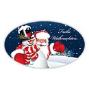 Weihnachtsaufkleber Schneemann Weihnachtsmann oval 60x35...