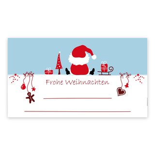 Weihnachtsaufkleber sitzender Weihnachtsmann und Textfeld 74x42mm 100 Stück
