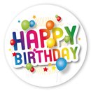 Geschenk-Aufkleber Happy Birthday mit Luftballons rund Ø...