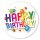 Geschenk-Aufkleber Happy Birthday mit Luftballons rund Ø 30mm PE-Folie 100 Stück