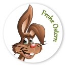 Oster-Aufkleber Sticker Frohe Ostern mit Osterhase, rund...