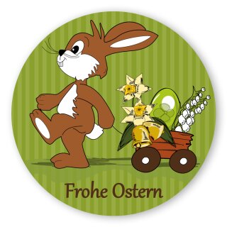 Oster-Aufkleber Sticker Frohe Ostern Osterhase rund Ø 30 mm PE-Folie 100Stk