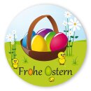 Oster-Aufkleber Sticker Frohe Ostern mit Osterkorb rund...