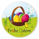 Oster-Aufkleber Sticker Frohe Ostern mit Osterkorb rund Ø...