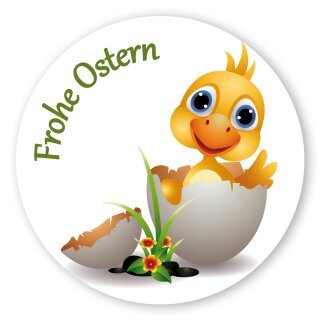 Oster-Aufkleber Sticker Frohe Ostern Küken rund Ø 30 mm PE-Folie 100Stk/Rolle