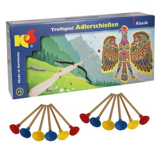 Adlerschießen Klassik Set mit Armbrust inkl. 6 Pfeilen und 12 Pfeilen extra
