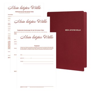 Mappe "Mein letzter Wille" mit allen wichtigen Dokumenten