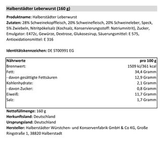 Halberstädter Leberwurst fein 160 g