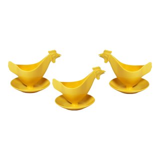 Eierbecher "Huhn" in Pastellfarben 3er Set pastell-gelb