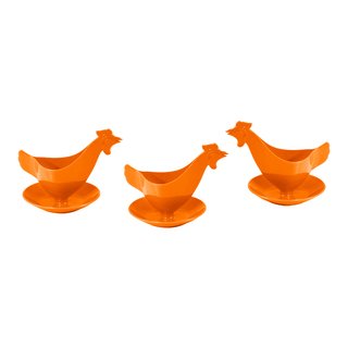 Eierbecher "Huhn" in hellen Farben 3er Set orange