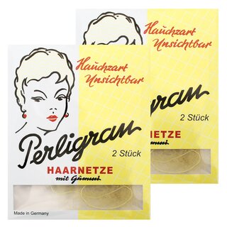 Haarnetz Perligran mit Gummi 2 x 2er Pack dunkelbraun