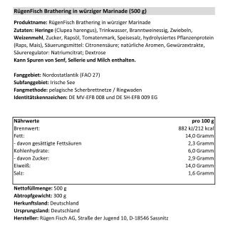 12er Sparpack Rügen Fisch Brathering in würziger Marinade (12 x 500 g)