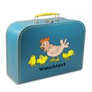 Kinderkoffer 25 cm petrol mit Hühnerfamilie und Wunschname