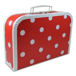 Kinderkoffer rot mit großen weißen Punkten 35 cm, mit Borde