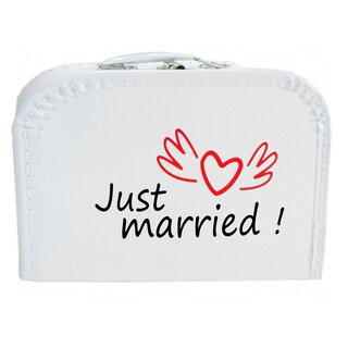 Hochzeitskoffer weiß Just married! 16 cm, mit Borde