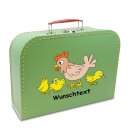 Kinderkoffer 20 cm hellgrün mit Hühnerfamilie und Wunschname