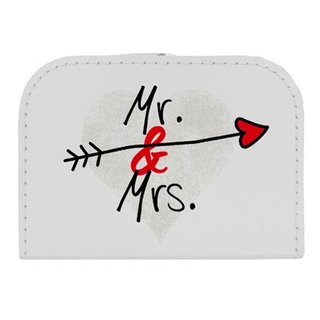 Hochzeitskoffer weiß "Mr. & Mrs." mit Pfeil, 40 cm