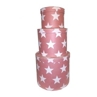 3er Set Pappdosen Geschenkdosen rosa mit Sternen Ø 20/25/30 cm