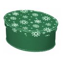 Pappdose Weihnachten oval grün mit Schneeflocken auf...