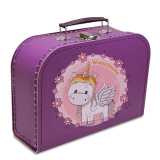 Kinderkoffer violett mit Einhorn und Wunschname 30 cm