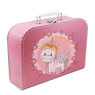 Kinderkoffer pink mit Einhorn und Wunschname 16 cm