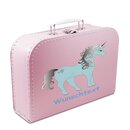 Kinderkoffer 30 cm rosa mit Einhorn blau und Wunschname
