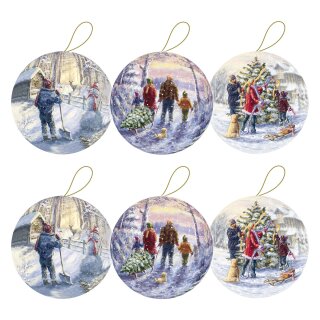 6er Set Weihnachtskugeln zum Befüllen Ø 8 cm "Familienzeit"
