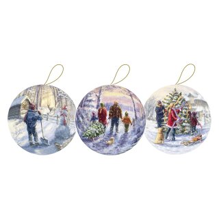 3er Set Weihnachtskugeln zum Befüllen Ø 10 cm "Familienzeit"